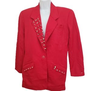 Vintage Red Studded Blazer M